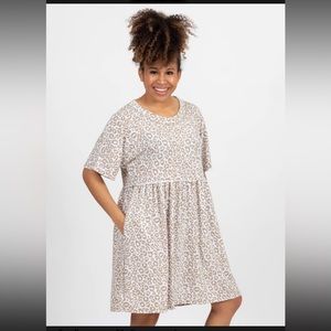 Mocha and Ivory Leopard Dress - size L